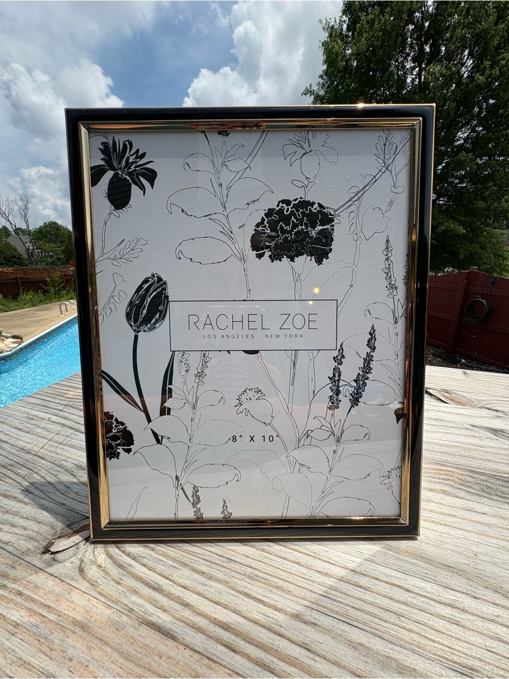 Rachel Zoe 8 x 10 Black Frame with Gold Trim  Easel Back and Hanging Hardware